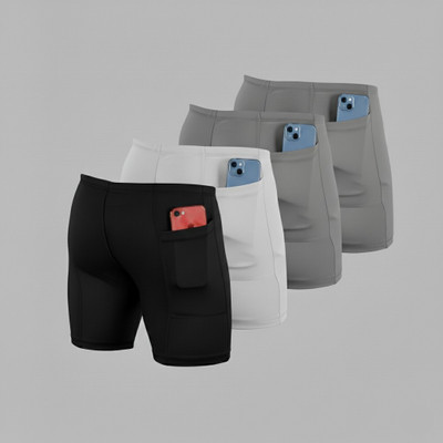 TroopLine Solid Men Black, White, Grey, Grey Tights
