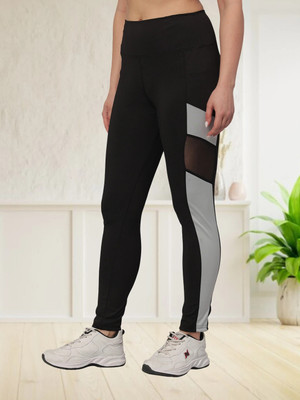 UNICUS APPAREL Color Block Women Black, Grey Tights