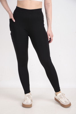 Asjeggings Solid Women Black Tights