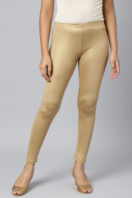 Aurelia Ankle Length Ethnic Wear Legging(Gold, Solid)