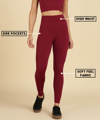 Rhino Rage Solid Women Maroon Tights