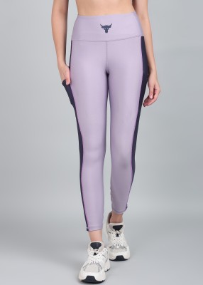 UNDER ARMOUR Color Block Women Purple Tights