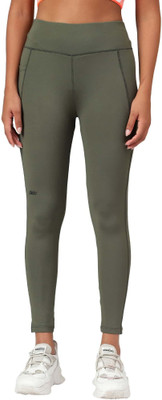 DIDA Solid Women Green Tights