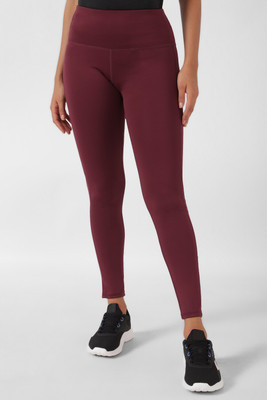 REEBOK Solid Women Maroon Tights