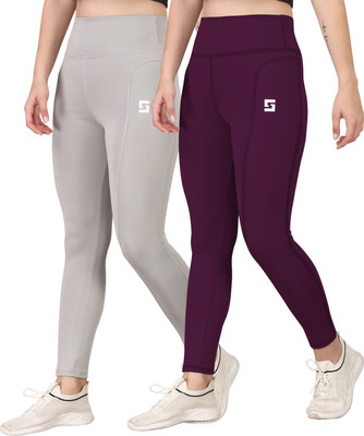 Kashikey creation Solid Women Maroon, Grey Tights