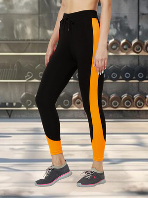 UNICUS APPAREL Color Block Women Black, Yellow Tights