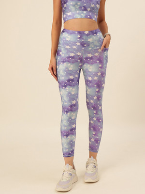 Cukoo Printed Women Blue Tights