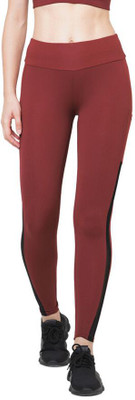 Laasa Sports Striped Women Red, Black Tights