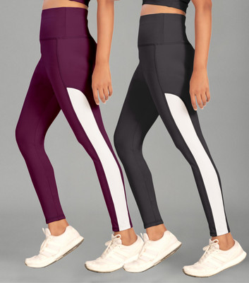 POOJARAN Color Block Women Black, White Tights