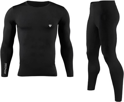 NINQ Solid, Color Block Men Black Tights
