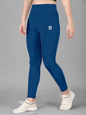 POOJARAN Solid Women Blue Tights
