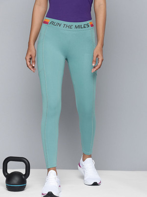 HRX by Hrithik Roshan Solid Women Dark Green Tights