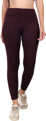 INDIZO Solid Women Maroon Tights
