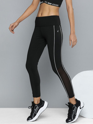 HRX by Hrithik Roshan Striped Women Black Tights