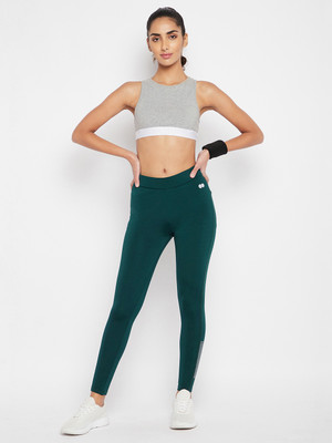 Clovia Solid Women Green Tights