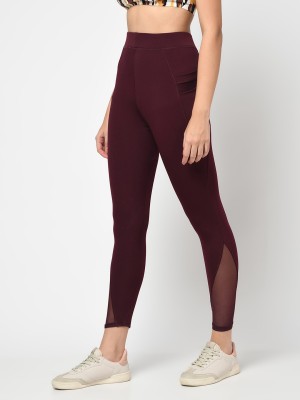 SHARKTRIBE Solid Women Maroon Tights