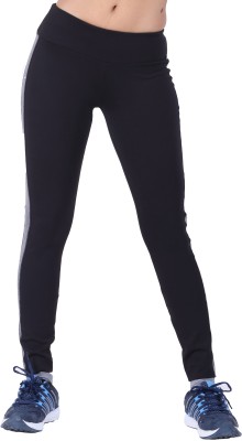 Laasa Sports Solid Women Black Tights