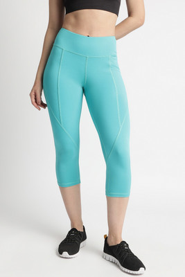 REEBOK Solid Women Blue Tights