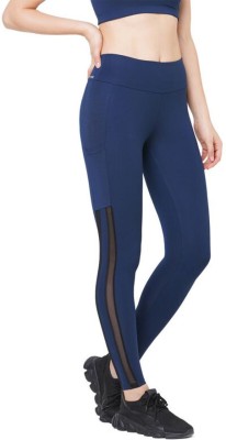 Laasa Sports Striped Women Blue Tights