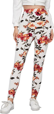 DTR FASHION Floral Print Women White Tights