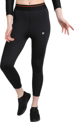 Kyk Solid Women Black, Orange Tights