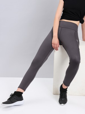 TECHNOSPORT Solid Women Grey Tights