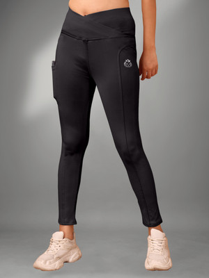 POOJARAN Solid Women Black Tights