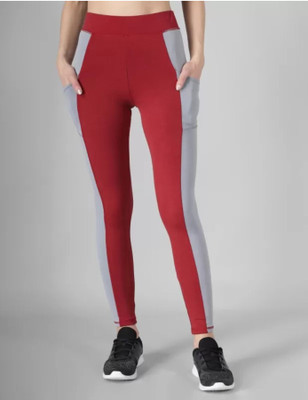 Asjeggings Color Block Women Maroon Tights