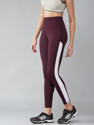 BLINKIN Solid Women Maroon Tights