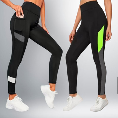 Asjrggings Color Block Women Light Green Tights