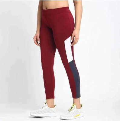 KGN HUB Color Block Women Red Tights