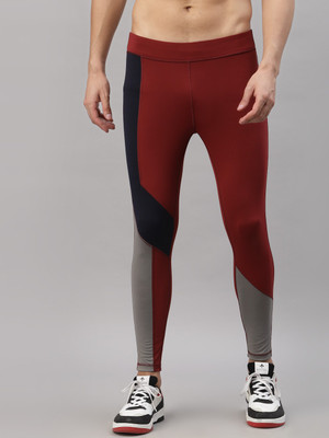 JUMP USA Color Block Men Maroon Tights