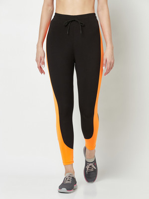 UNICUS APPAREL Color Block Women Black, Yellow Tights