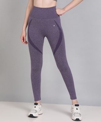 KOBO Self Design Women Purple Tights