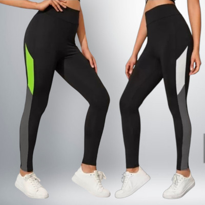 Asjeggings Solid, Color Block Women Green Tights