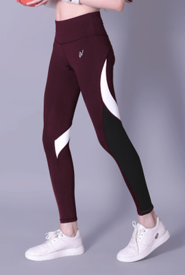 NEXSUS APPARELS Color Block Women Red Tights
