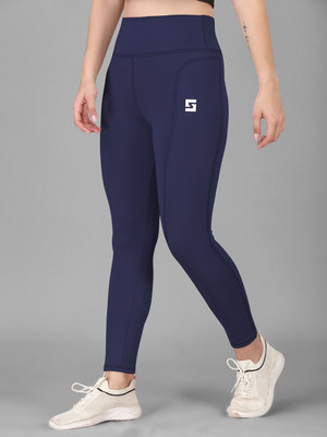 POOJARAN Solid Women Blue Tights