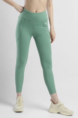 REEBOK Solid Women Green Tights