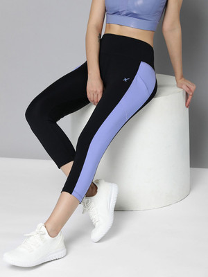 HRX by Hrithik Roshan Color Block Women Black Tights