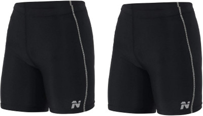 NINQ Solid, Printed Men Black Tights