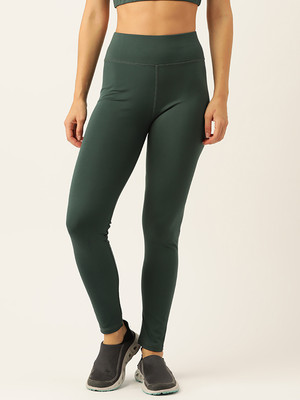 KOTTY Solid Women Dark Green Tights