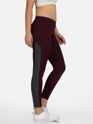 Koolest Fashion Color Block Women Maroon, Grey Tights