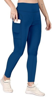 Aazuri Solid Women Blue Tights