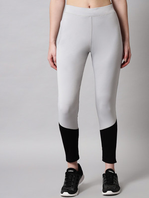 BEING RUNNER Color Block Women Grey, Black Tights