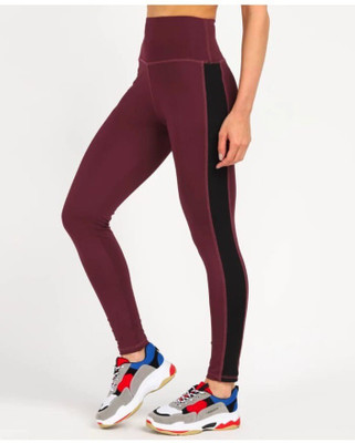 KGN HUB Color Block Women Maroon Tights