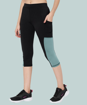 Adrenex by Flipkart Solid, Color Block Women Black Tights