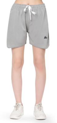 SWEDRE Solid Women Grey Sports Shorts