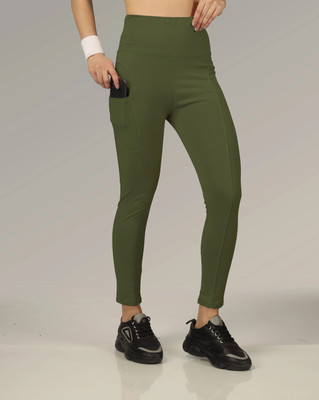 BEYOGINI Solid Women Green Tights