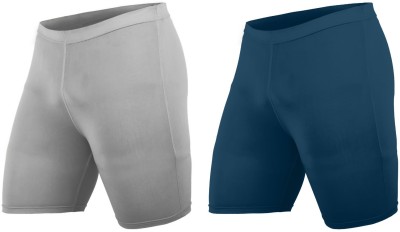 NINQ Solid Men Grey, Blue Tights