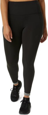 Asics Solid Women Black Tights